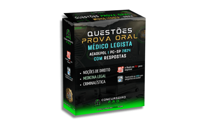Médico Legista PCSP Concurseiro PRO Box - Questões Prova Oral PCSP 2024 - Médico Legista