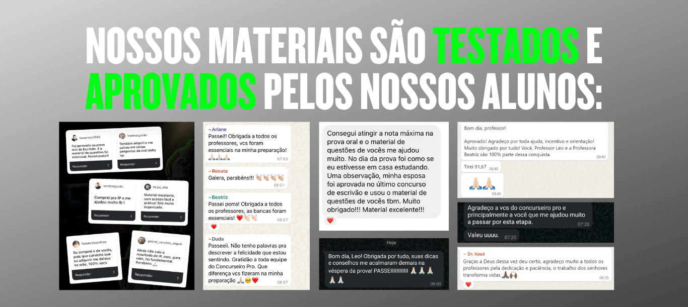 MATERIAIS TESTADOS E APROVADOS PELOS NOSSOS ALUNOS