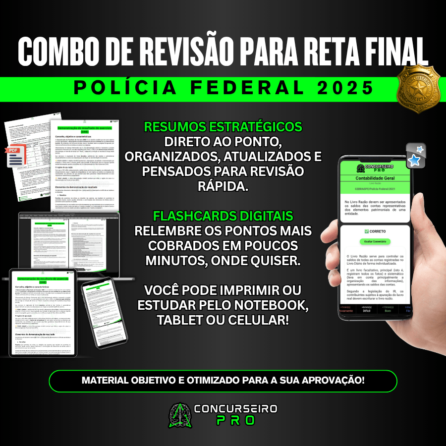 Combo Resumos + Flashcards Reta Final Polícia Federal