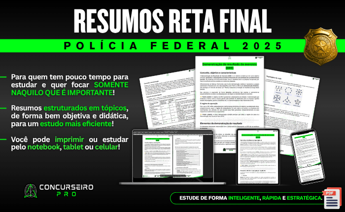 Nossos resumos foram feitos pensando em você que tem pouco tempo para estudar e quer aprender/revisar SOMENTE AQUILO QUE É IMPORTANTE, ou seja, aquilo que tem maior chance de cair na sua prova! Todos os nossos resumos estão estruturados em tópicos, de forma bem objetiva e didática, a fim de que seu estudo seja cada vez mais eficiente!